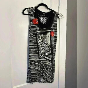 NWT Desigual Women’s Black & White Striped Dress